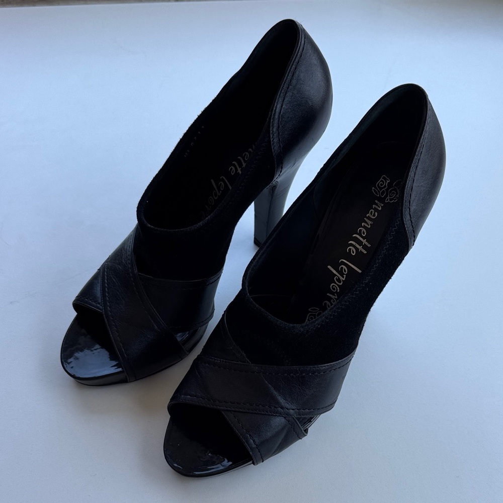 Nanette Lepore Black Peep-Toe Platform Heels